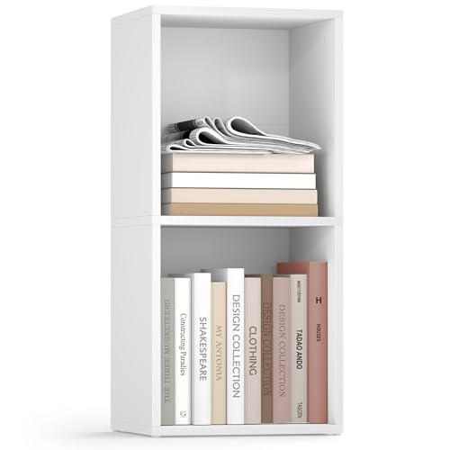 VASAGLE CUSTOS Collection - Bookshelf, 2-Tier Bookcase, Book Shelf, Open Storage Shelf, 9.4 x 11.8 x 25.2 Inches, for Living Room, Home Office, Dining Room, Cloud White ULBC432W01 - color: Cloud White, size: 2 Tiers (11.8"W)
