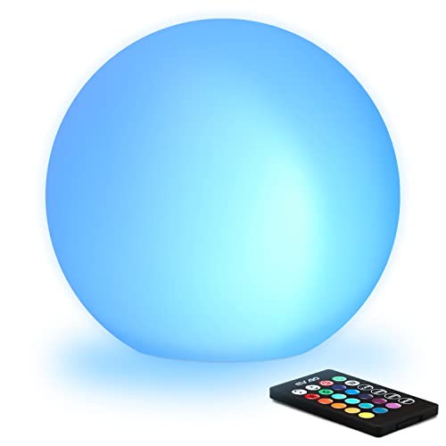 Mr.Go 8-inch Ultra-Fun LED Glowing Ball Light w/Remote, RGB Color Changing Globe Mood Lamp, 16 Colors 8 Brightness 4 Lighting Modes, Waterproof, Rechargeable & AC Adapter Power, Stunning Light Orb - color: Ball 8"