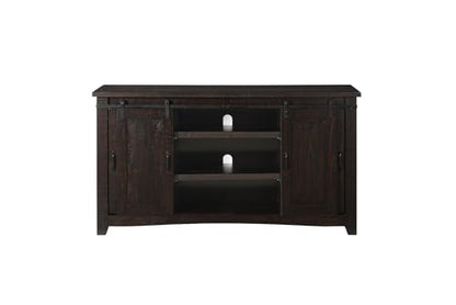 Martin Svensson Home Rustic 65" Wood Entertainment Center, Espresso | Solid Pine, TV Stand, Sliding Doors, Adjustable Shelves & Cable Management, for TVs up to 70" - color: Espresso