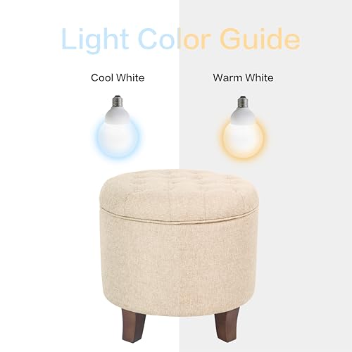 HomePop 19" Button Tufted Round Storage Ottoman - Tan Woven - color: Tan Woven