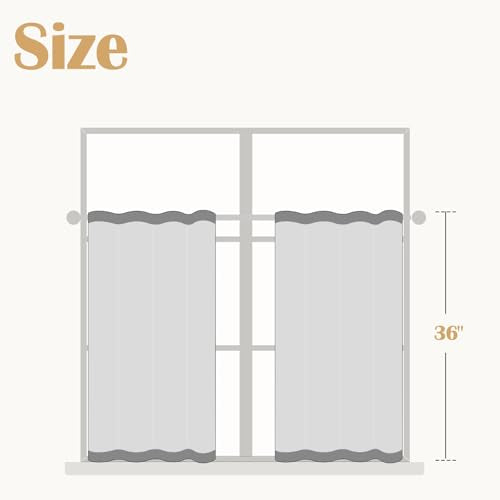 jinchan Boho Linen Kitchen Curtains 36 Inch Bohemian Geometric Striped Small Window Curtains Light Filtering Farmhouse Country Rustic for Bathroom Living Room RV 2 Panels Blue - color: Privacy | Blue on Beige, size: 25"W x 36"L (Pack of 2)