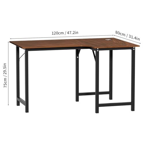 Computer Desk, 47 inch L Shaped Computer Desk, Reversible Home Office Corner Desks for Writing Study Work Executive, Bedroom Wood Table Workstation Desks