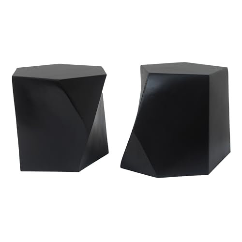 Irregular Nesting Coffee Table Set of 2, Modern Hexagon Side Table, MGO End Table Accent Tables for Living Room Apartment Balcony Office, Black - color: 30.25" Black
