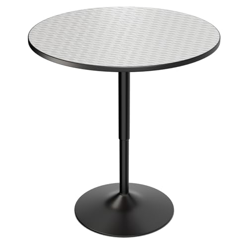Magshion 31" Round Bar Table Height Adjustable 26"-35" Pub Table with Enlarged Base for Living Room Patio Bistro Café, Silver - color: Silver, size: 31.5 in
