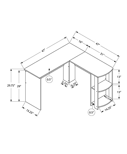 Computer Desk L-Shaped White Laminate with Storage | Particle board, white laminate, L-shaped desk, right storage with 2 cubbies, 47 in desktop