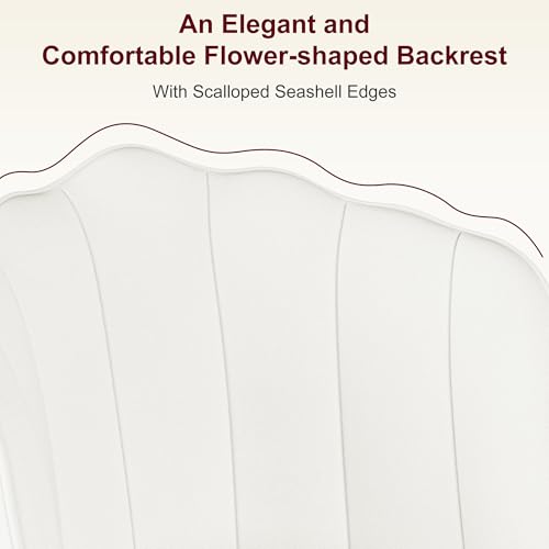 VECELO Velvet Dining Chairs Set of 6, Modern Upholstered Kitchen Chairs with Thick Cushions, Curved Padded Backrest and Metal Legs, for Kitchen, Dining Room, Living Room, White - color: White, size: Set of 6