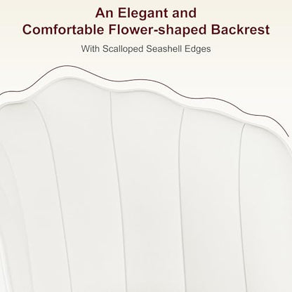 VECELO Velvet Dining Chairs Set of 6, Modern Upholstered Kitchen Chairs with Thick Cushions, Curved Padded Backrest and Metal Legs, for Kitchen, Dining Room, Living Room, White - color: White, size: Set of 6