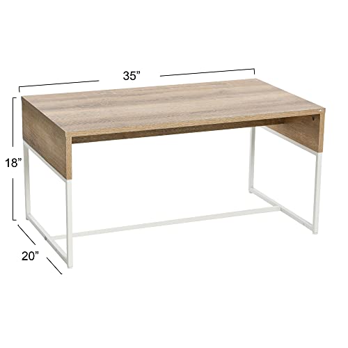 Household Essentials Coastal Oak & Iron Wrap Coffee Table - color: Coastal Oak Finish, style: Coffee Table