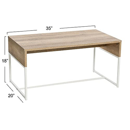 Household Essentials Coastal Oak & Iron Wrap Coffee Table - color: Coastal Oak Finish, style: Coffee Table