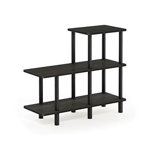 Furinno Turn-N-Tube 3-Tier Cube Ladder Shelf, Espresso/Black | Book Shelf, Accent Display Shelf, Open Shelves, Round Tubes, for Organization and Storage, Living Room, Garage, Home Office - color: Espresso/Black, style: 3-Tiers, Cube Ladder