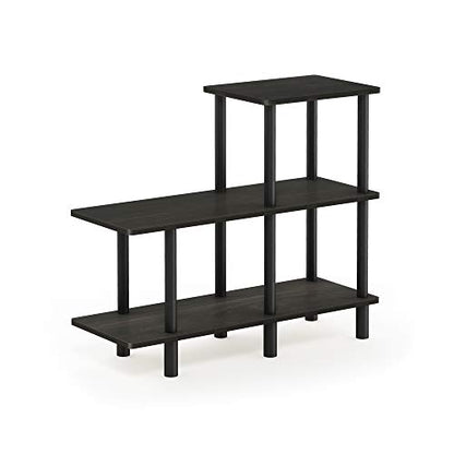 Furinno Turn-N-Tube 3-Tier Cube Ladder Shelf, Espresso/Black | Book Shelf, Accent Display Shelf, Open Shelves, Round Tubes, for Organization and Storage, Living Room, Garage, Home Office - color: Espresso/Black, style: 3-Tiers, Cube Ladder