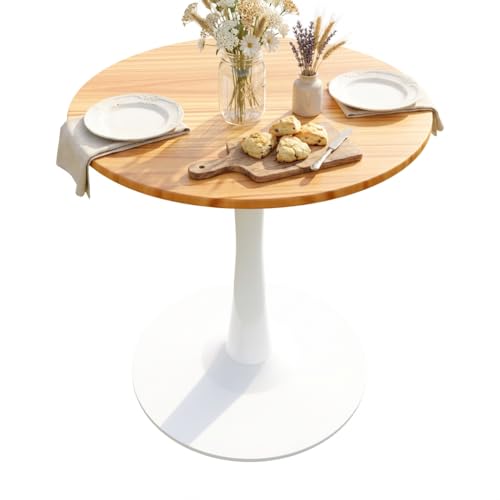 24" Small Round Dining Table for 2 – Durable & Well-Made Tulip Table with Sturdy Metal Frame, Compact 2-Seater Kitchen or Dining Room Table for Small Spaces, Apartments, Café, Restaurant, Office