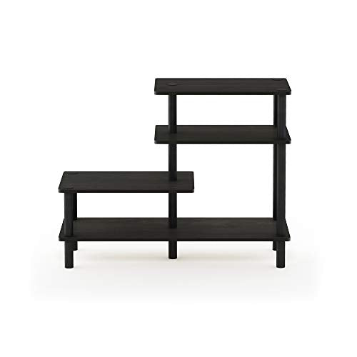 Furinno Turn-N-Tube 3-Tier Side Display Rack, Espresso/Black | Tool-Free Open Frame Book Shelf, Accent Display Shelf, for Organization and Storage, Living Room, Garage, Home Office - color: Espresso/Black, style: 4-Tiers, Side Ladder