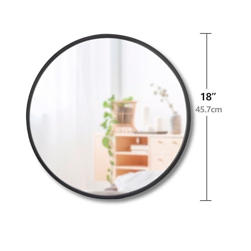 ZENY 18 Inch Round Wall Mirror, Black Frame Bathroom Mirror for Wall, Large Circle Vanity Mirror Wall Mounted - size: 18"L x 18"W