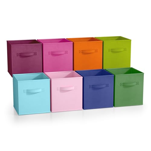 Sorbus Fabric Storage Cubes - 8 Foldable Storage Bins for Organizing Pantry, Cubbies, Toy Box - Clothes Storage & Closet Organizer - 11 Inch Collapsible Cube Baskets for Shelves with Handle - color: Deep, size: 11 Inch