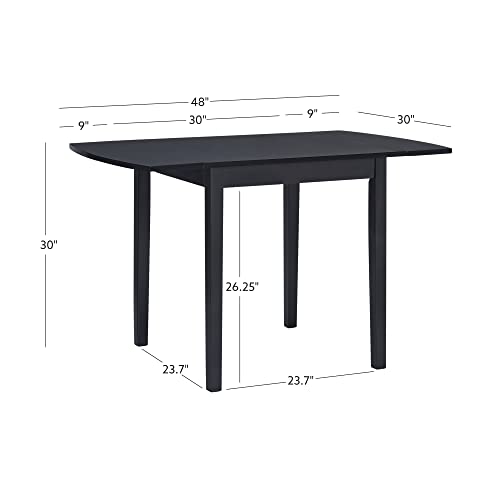 Linon Torino Black Wood 30" Square Drop Leaf Table - 30" X 48" Fully Extended - color: Black