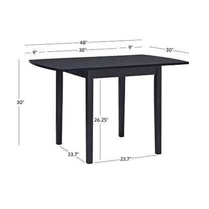 Linon Torino Black Wood 30" Square Drop Leaf Table - 30" X 48" Fully Extended - color: Black