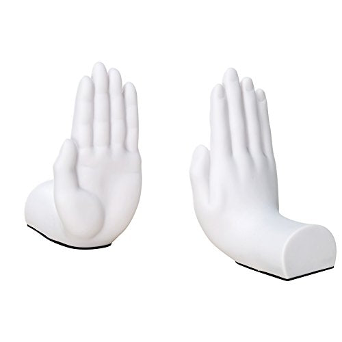 Danya B. Contemporary Accent Book Shelf Decor - Hands Sculpture Bookend Set of 2 (White)