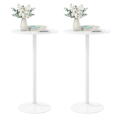 Cocktail Table,Two-in-one Modern Style Standing Circular Bar Table 40"/22" Two Convertible Height Suitable for Dining Room, Restaurant, Kitchen (2, White) - color: White, size: Diameter：23.99‘’