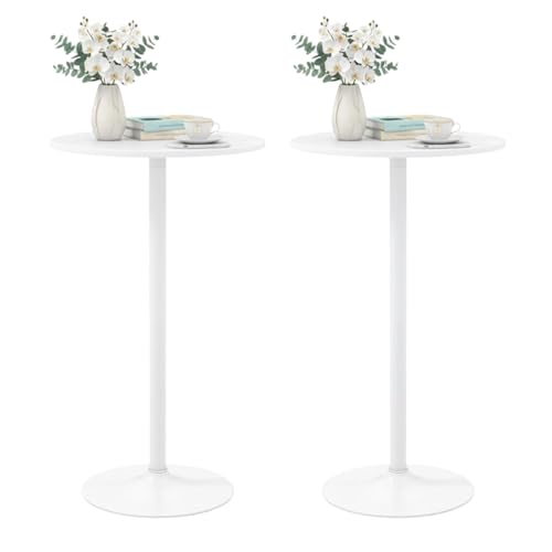 Cocktail Table,Two-in-one Modern Style Standing Circular Bar Table 40"/22" Two Convertible Height Suitable for Dining Room, Restaurant, Kitchen (2, White) - color: White, size: Diameter：23.99‘’