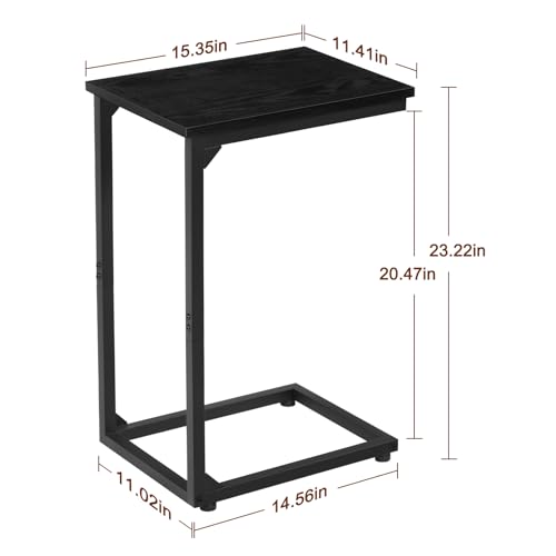 AMHANCIBLE C Shaped End Table Set of 2, Couch Side Table that Slide Under | TV Trays for Eating on Couch, Narrow Small Space Side Tables for Living Room Bedroom, Black - color: Black