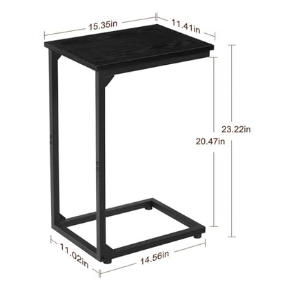 AMHANCIBLE C Shaped End Table Set of 2, Couch Side Table that Slide Under | TV Trays for Eating on Couch, Narrow Small Space Side Tables for Living Room Bedroom, Black - color: Black