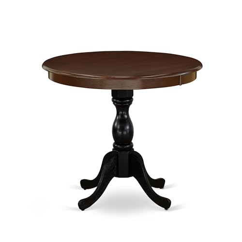 East West Furniture AMT-MBL-TP Antique Modern Dining Table - a Round Kitchen Table Top with Pedestal Base, 36x36 Inch, Multi-Color - color: Amt-mbl-tp