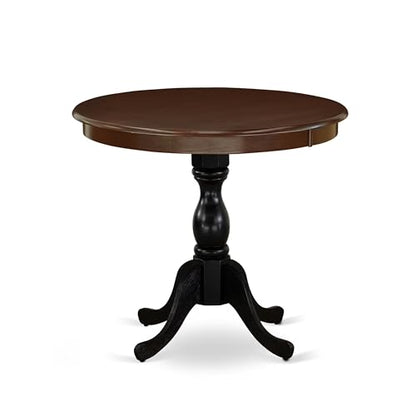 East West Furniture AMT-MBL-TP Antique Modern Dining Table - a Round Kitchen Table Top with Pedestal Base, 36x36 Inch, Multi-Color - color: Amt-mbl-tp