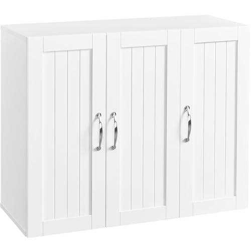 Yaheetech 3-Door Wall Mounted Bathroom Storage Cabinet, Laundry Room, White | MDF with Soft Close Doors and Adjustable Shelves, a Roomy Mirrorless Medicine Cabinet for Over the Toilet, Kitchen or Garage - style: 3 Doors