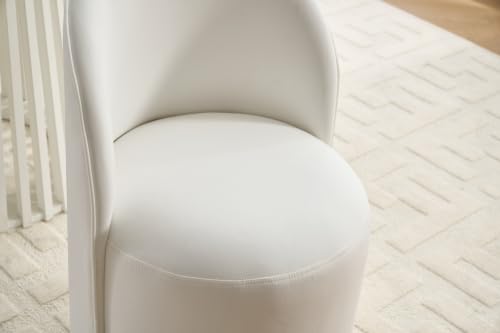 Penau Swivel Barrel Chair, Cream Velvet, Round Accent Seat | Velvet Upholstery, 360 Degree Swivel, Foam Cushion, Compact Indoor Seating, Dining Or Vanity Use