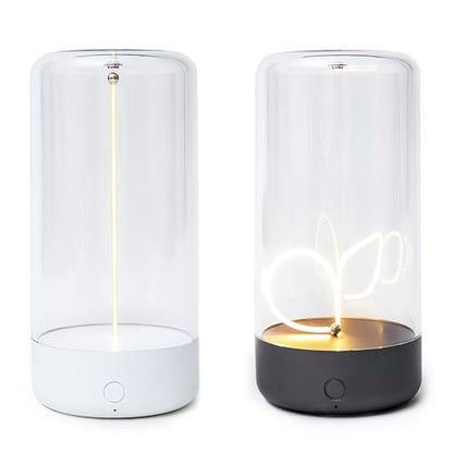 Mini Minimalist Table Lamp, Rechargeable Night Stand Lamp, Gray+White, 2 Packs - color: Gray+White