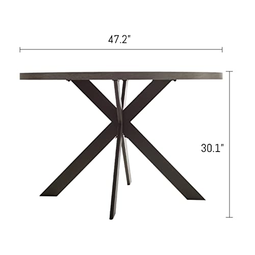 Zerifevni 45.3" Round Dining Table Set, Mid Century Modern Round Dining Table for 4-6 Person, Steel Legs, Leisure Coffee Table for Kitchen Dining Room, Save Space - color: 1 X Table