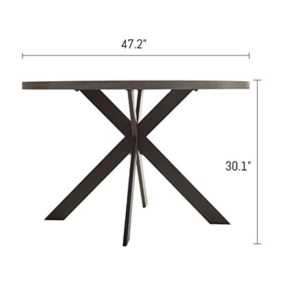 Zerifevni 45.3" Round Dining Table Set, Mid Century Modern Round Dining Table for 4-6 Person, Steel Legs, Leisure Coffee Table for Kitchen Dining Room, Save Space - color: 1 X Table