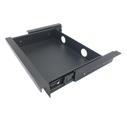 Under Desk Mounted Sliding Pull-out Drawer, W 15.3" x D 8.8" | Storage Organizer for Sit Stand Workstation, Metal, Black (Medium) - size: 1TierMedium