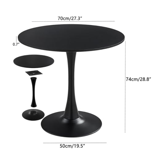 27.3" Tulip Dining Table, Black, Perfect for 2-4 People, Mid-Century Modern Style, Round MDF Top with Sturdy Base for Dining Room, Living Room, Cafe - size: 27.3"