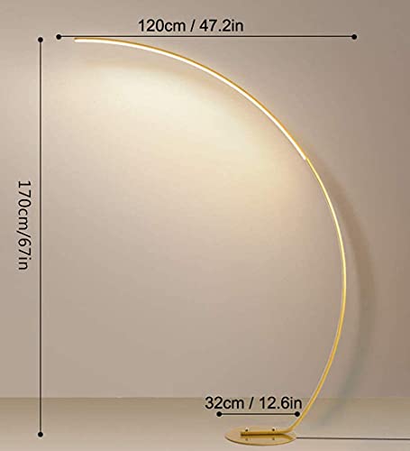 Minimalist Arc Floor Lamp with Remote Control - Dimmable LED Reading Light for Living Room, Bedroom, and Study(Gold) - size: Gold