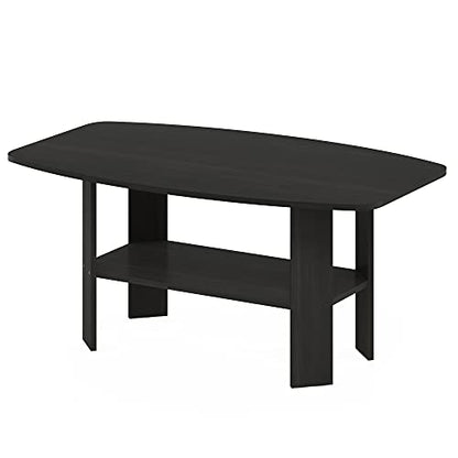 Furinno Simple Design Coffee Table, Espresso | Small Side Table wih Open Shelf, Tabletop with Soft Edges, for Living Room, Home Office, - color: Espresso, size: Rectangular
