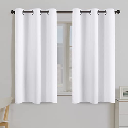Turquoize Pure White Blackout Window Drapes Room Darkening Themal Insulated Grommet/Eyelet Top Nursery/Living Room Curtains for Bedroom/Living Room Each Panel 42 in x 54 in (W x L) (Set of 2 Panels) - color: Pure White, size: 42"W x 54"L (Pack of 2)