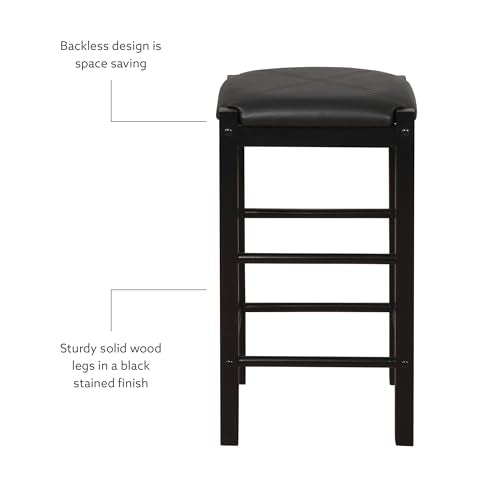 Space Saving Design, Black Finish, Faux Leather Seats, 36 Inch Counter Height Table - color: Black