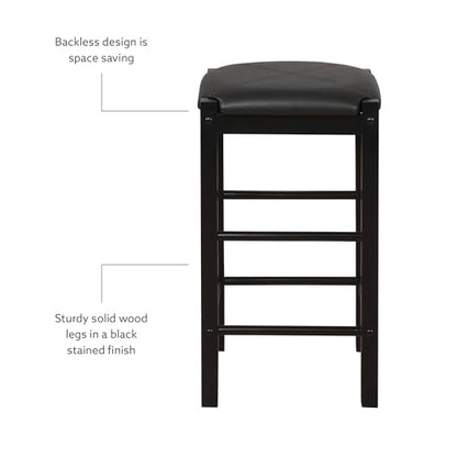 Space Saving Design, Black Finish, Faux Leather Seats, 36 Inch Counter Height Table - color: Black