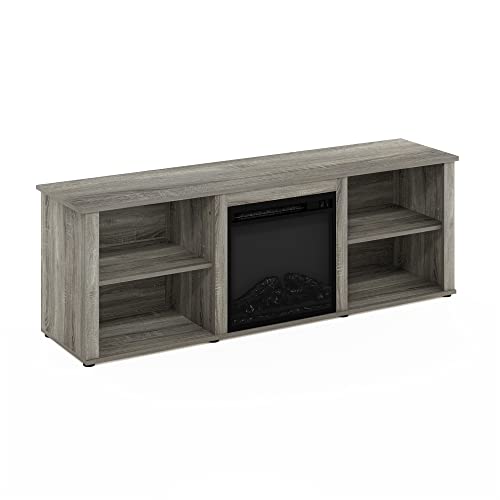 Furinno Classic 70 Inch TV Stand with Fireplace, French Oak Grey - color: French Oak Grey, size: 70-Inch Classic
