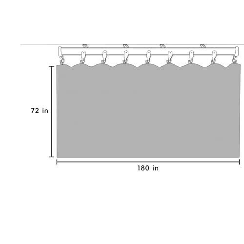 Room Divider Blackout Curtains Flexible Sliding Tracks Sets Ceiling Mounted Rod Window Curtain Privacy Separation for Bedroom Living Rooms,1 Panel Black Drape and Black Track Set-W180xH72 in - color: Black, size: 180"W x 72"L (Pack of 1)
