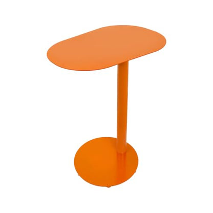 Metal C-Shaped Side Table, Modern End Table for Couch Sofa and Bed Small Coffee Drink Tables 20x14in Tabletop for Home Office Cafe Balcony - color: Orange