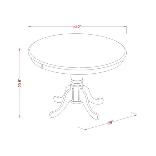 East West Furniture HLT-LWH-TP Hartland Modern Kitchen Table - a Round Dining Table Top with Pedestal Base, 42x42 Inch, Linen White