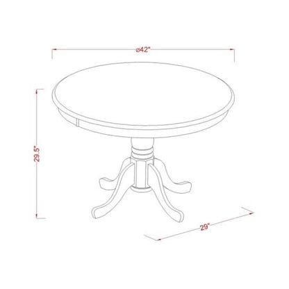 East West Furniture HLT-LWH-TP Hartland Modern Kitchen Table - a Round Dining Table Top with Pedestal Base, 42x42 Inch, Linen White