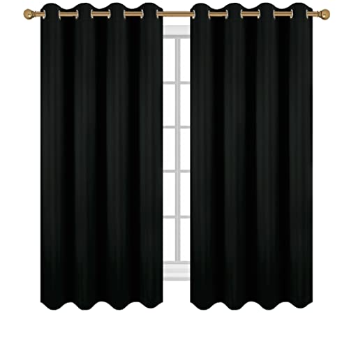 Diraysid Black Grommet Blackout Curtains for Bedroom Thermal Insulated Room Darkening Curtains Drapes, 52 x 63, 2 Panels - color: Black, size: 52"W x 63"L (Pack of 2)