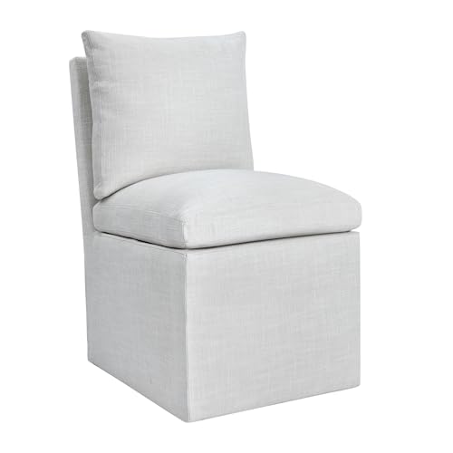 DUHOME Upholstered Armless Dining Chair with Casters,Linen Accent Chair for Living Room,Single Sofa Char with 4 Casters for Bedroom Reading Waiting Kitchen Dining Room - size: 1 pc