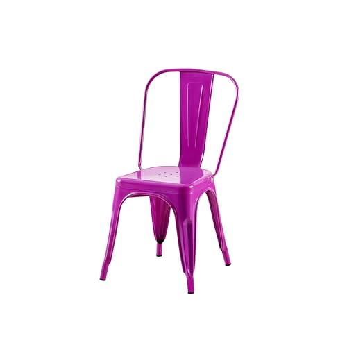 AC Pacific 18 Inch Seat Height Industrial Metal Dining Chairs, Stackable Kitchen or Bar Seat, Durable Modern Design, Versatile Accent Furniture, Set of 2, Purple - color: Purple, size: Set of 2