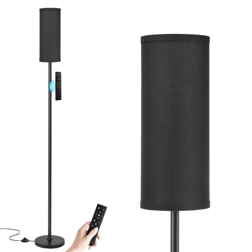 64'' Floor Lamps for Living Room with Remote Control and Stepless Dimmable Colors Temperature & Brightness, 9W Bulb Included(Black Lampshade & Black Pole) - color: black & black, size: 64.57 inches Round Shade