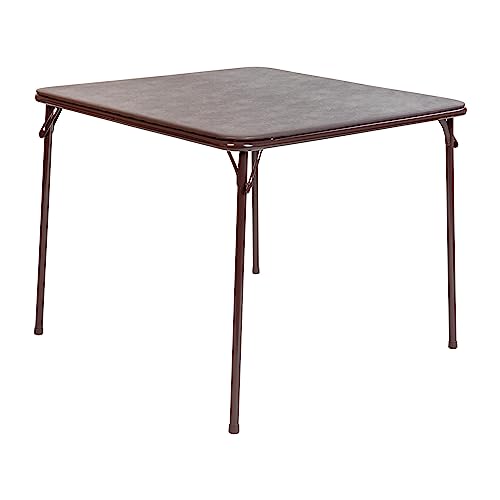 EMMA + OLIVER Brown 33.5" Square Folding Table | Lightweight, Easy Storage, Event Table - color: Brown